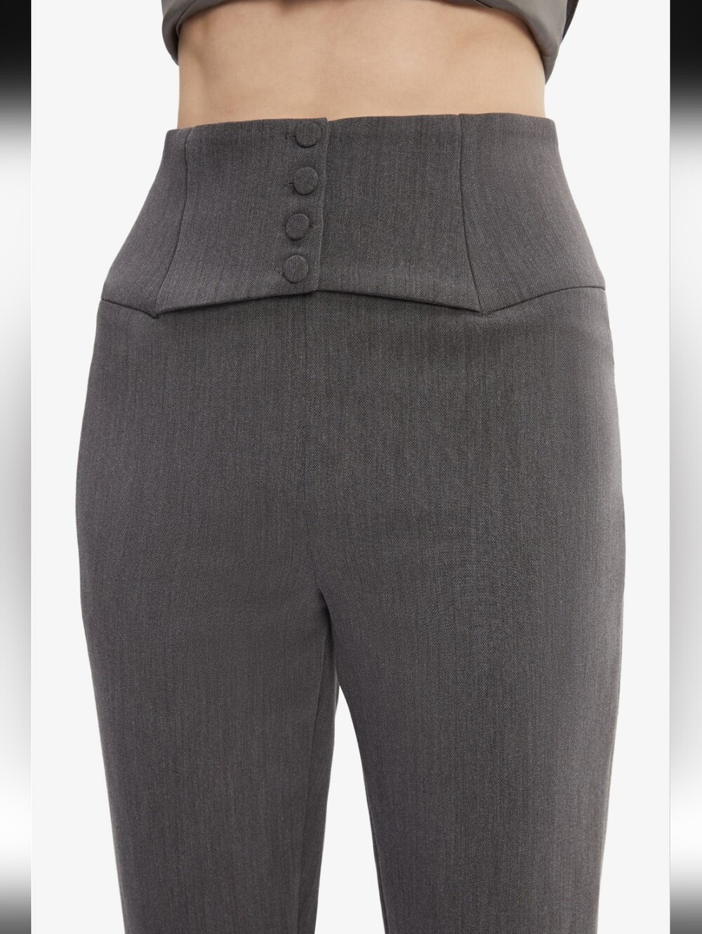 Bardot Corset Pants Gray Marle Cropped Straight Leg Trousers Classic Size M NWT
